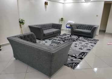 Premium Grey Tufted Sofa Set – Elegant & Stylish Living Room Upgrade